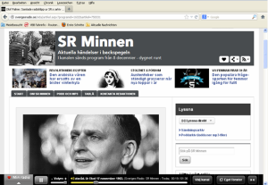 Screenshot einer Seite von SR Minnen, dem Archiv-Kanal des Schwedischen Rundfunks